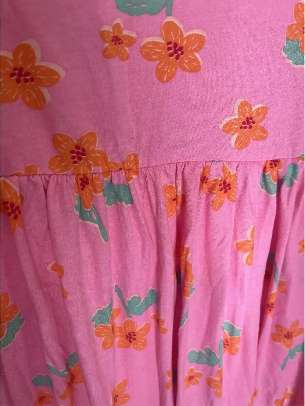 Girls Floral A-Line Dress XXL (18) Pink and Orange Flutter Sleeve Old Navy EUC